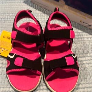 Sporty Pink and Black Sandals with Sturdy Soles